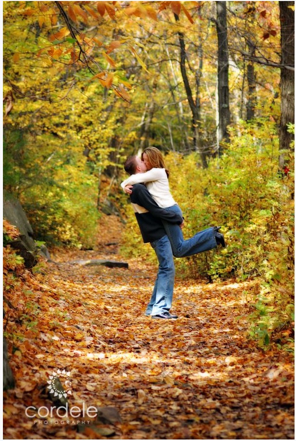 Fall foilage engagement photos boston